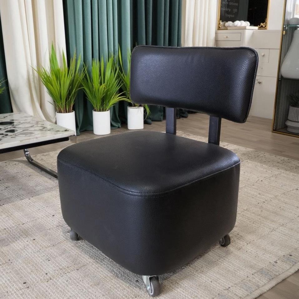 网红溜溜椅子滑轮矮凳带靠背万向轮小凳子客厅沙发凳猫爪皮静音轮