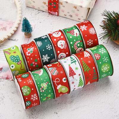 网红Christmas Ribbon printing thread ribbon 2.5cm in stock丝