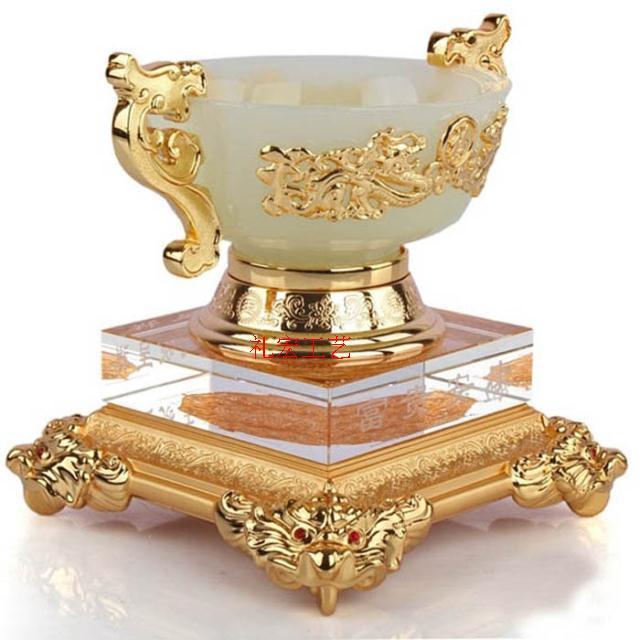 新品玉碗呈祥金鑲琉璃玉擺件送領(lǐng)導(dǎo)生日禮品對(duì)碗結(jié)婚禮物家居酒柜