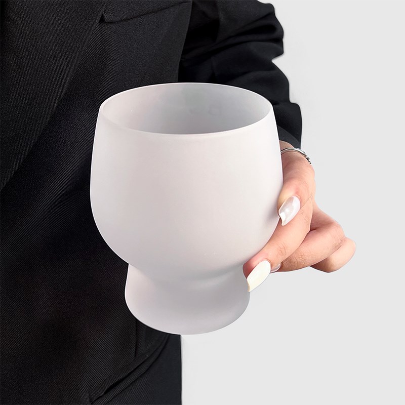 速发磨砂玻饮鼓鼓大肚杯水杯子冷饮料杯璃品果汁杯牛仔咖啡设小众