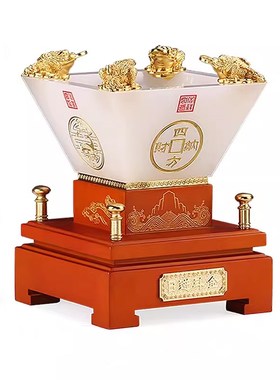 速发发财树聚金盆摆件室财宝蟾客厅办公招装饰品高档开业乔迁新居