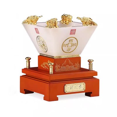 速发发财树聚金盆摆件室财宝蟾客厅办公招装饰品高档开业乔迁新居