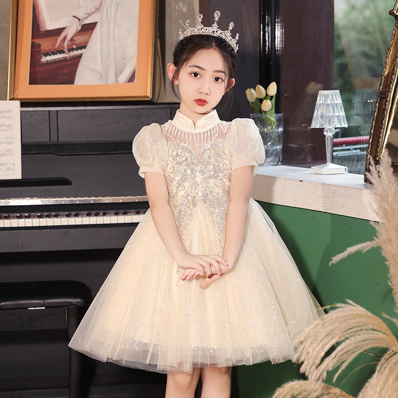 速发儿童礼服公主裙高端童生日蓬蓬纱裙小孩花童主持人钢琴演出服