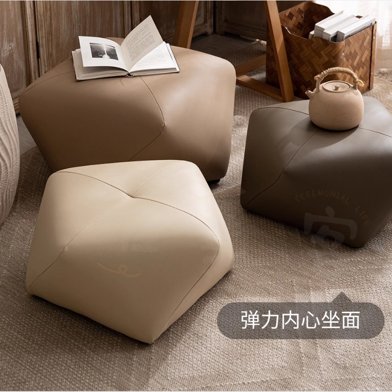 速发实木布艺八角凳家用客厅卧室衣帽间换鞋凳沙发凳矮凳小凳子