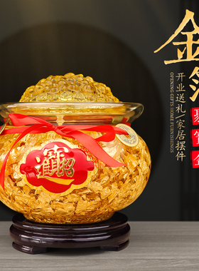 速发聚水盆家居财位装饰品桌件摆面金箔宝晶店铺柜台开业礼品