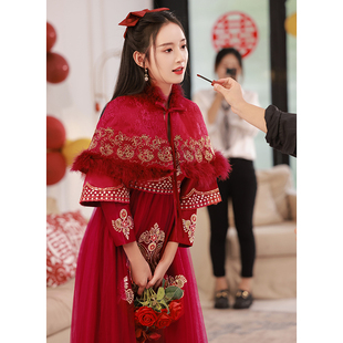 孕妇礼服裙春季 红色5码 秀禾婚纱 旗袍中酒服新娘202大新款 速发敬式