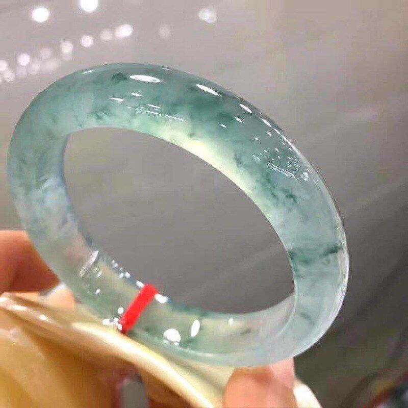 缅甸冰种飘花翡翠手镯圆条老坑a晴水批发贵妃玉镯子吊坠女款