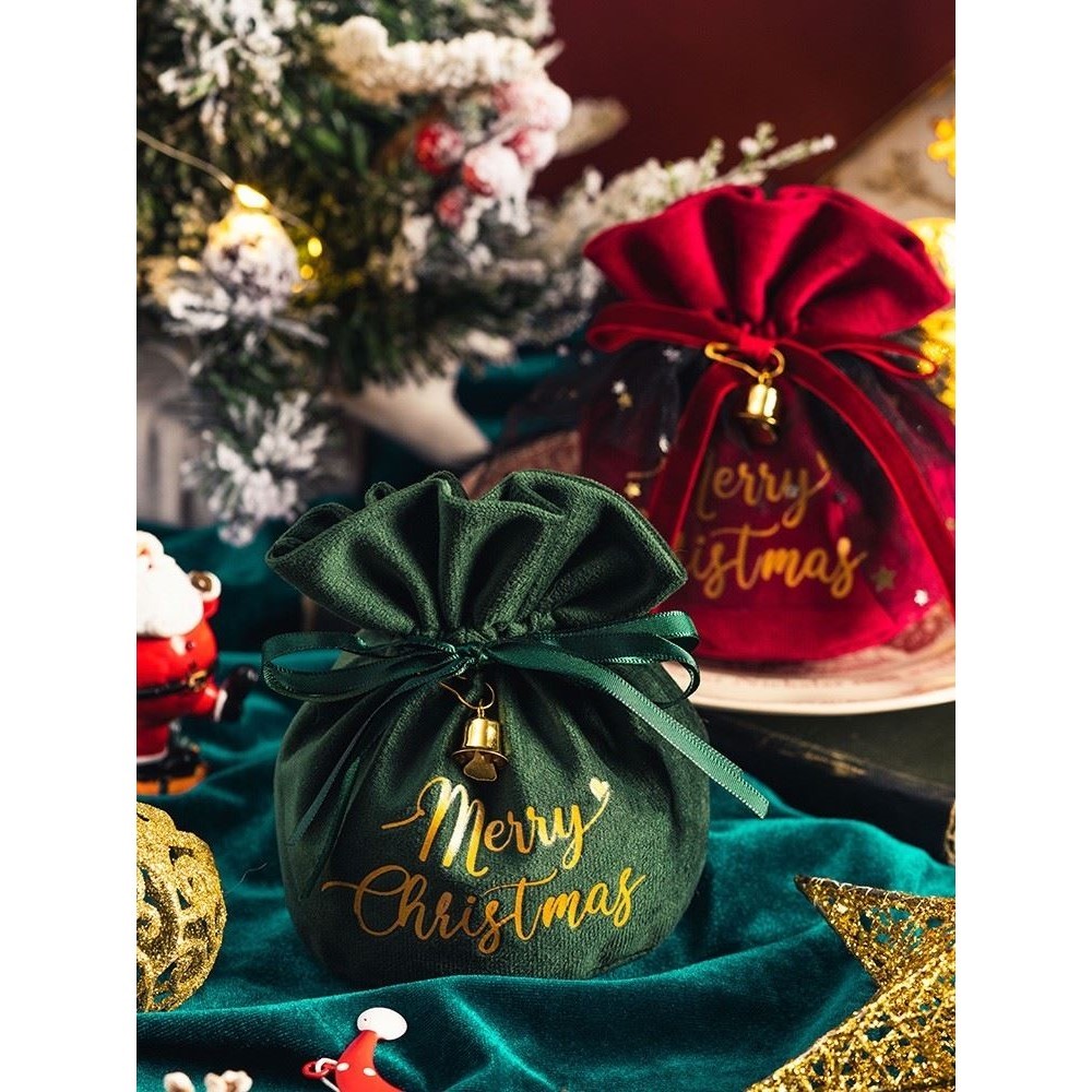 圣诞节苹果袋平安夜绒布平安果包装盒子礼物小糖果袋子空盒礼盒