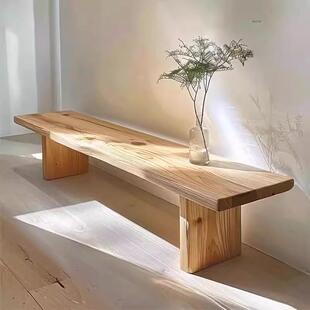 北欧实木长凳家用小户型设计师自然边长条休闲凳现代简约木椅凳