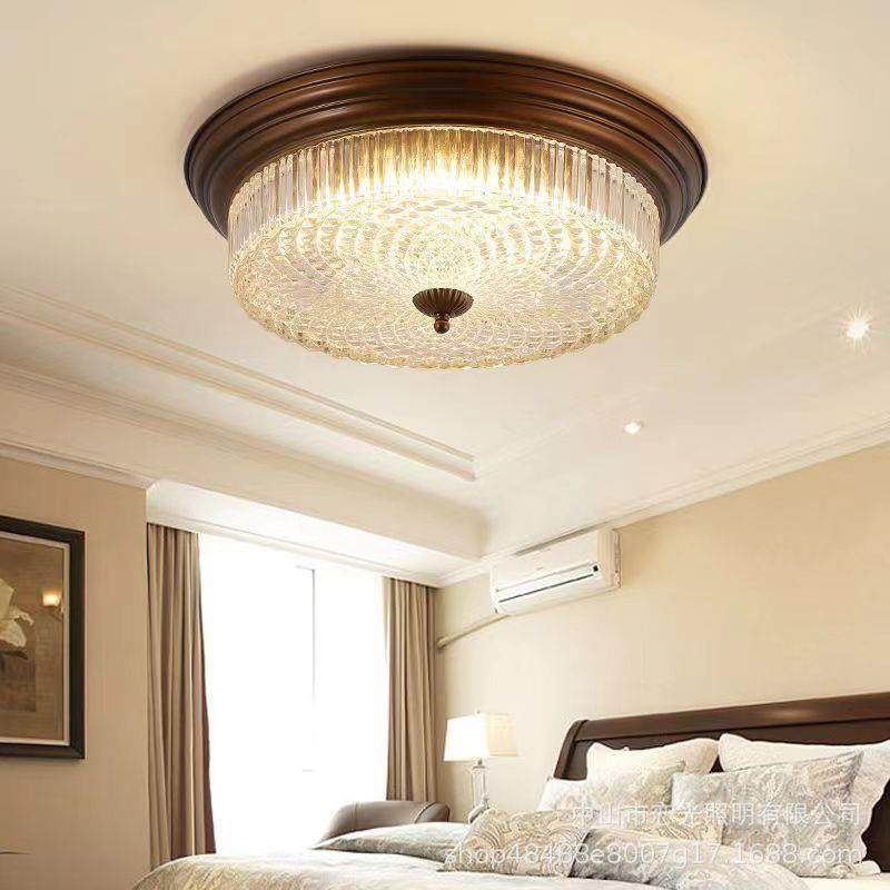 卧室吸顶灯美式复古房间书房吊灯中古风新款主卧阳台玄关奶油灯具