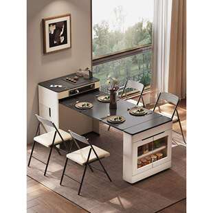 2024餐边柜岛台餐桌一体家用可伸缩折叠小户型多功能吧导倒台饭桌