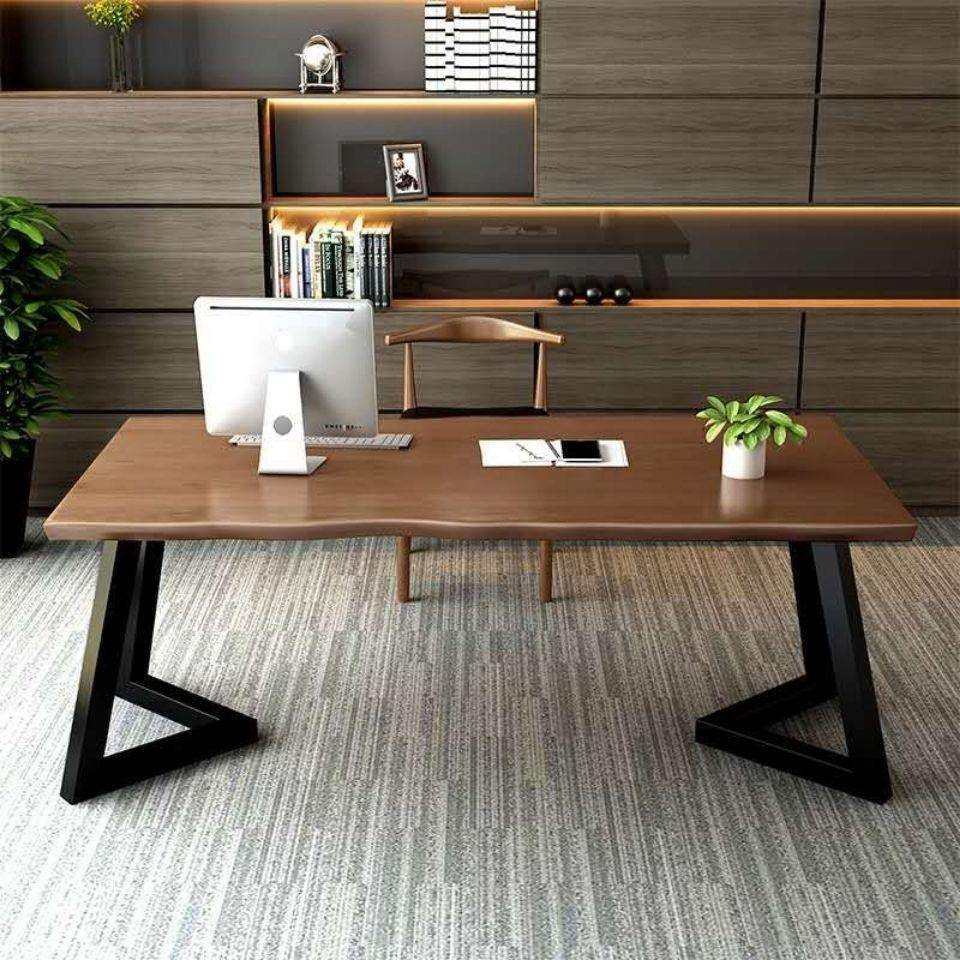 实木办公桌大板长桌简约会议桌家用电脑桌简易实木书桌写字桌