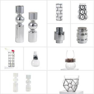 梵茜创意抽象玻璃花器插真花水培花瓶样板房客厅桌面装饰品摆件