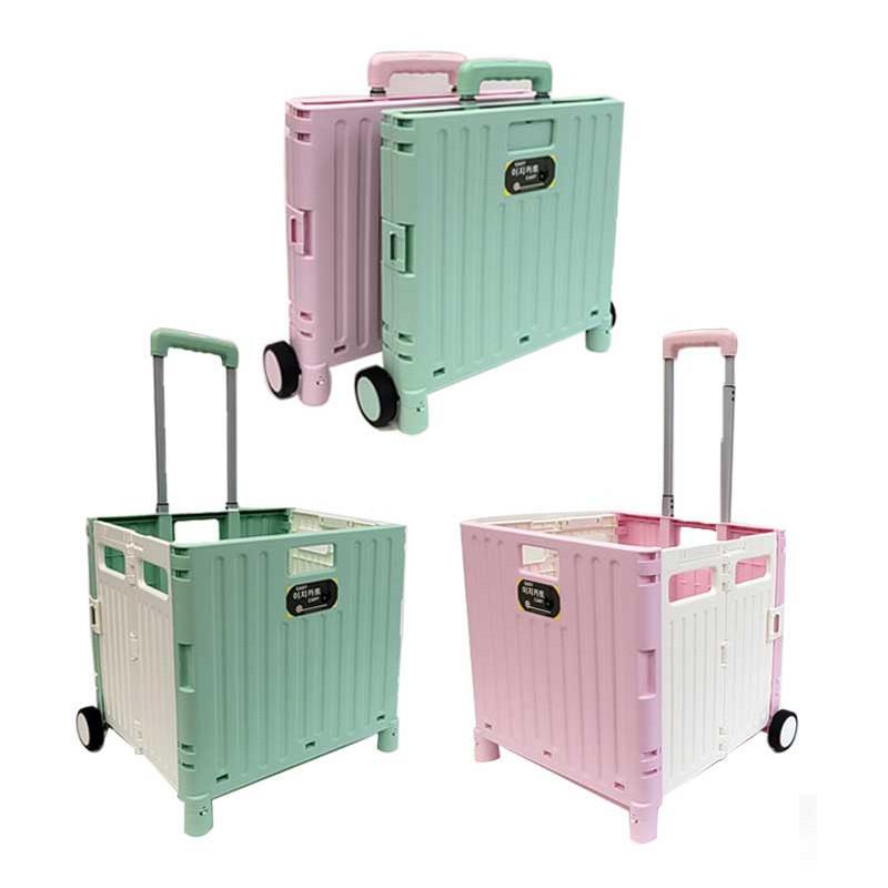 新款升级两轮超大号塑料两轮折叠拉杆车超市购物车老人买菜滚轮箱