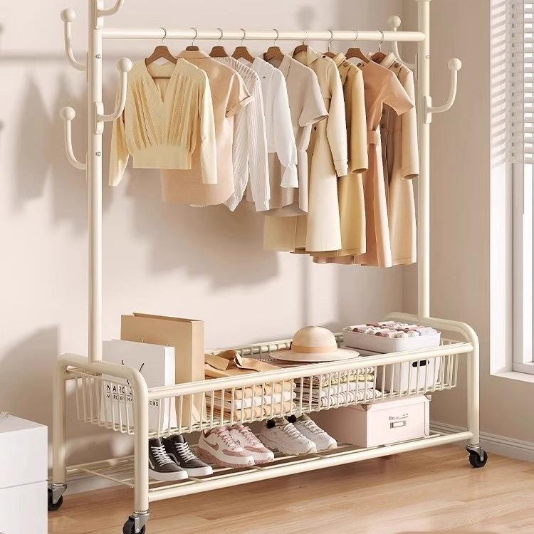 家用晾衣架落地卧室小型凉挂衣架子简易宿舍室内折叠收纳晒衣服杆