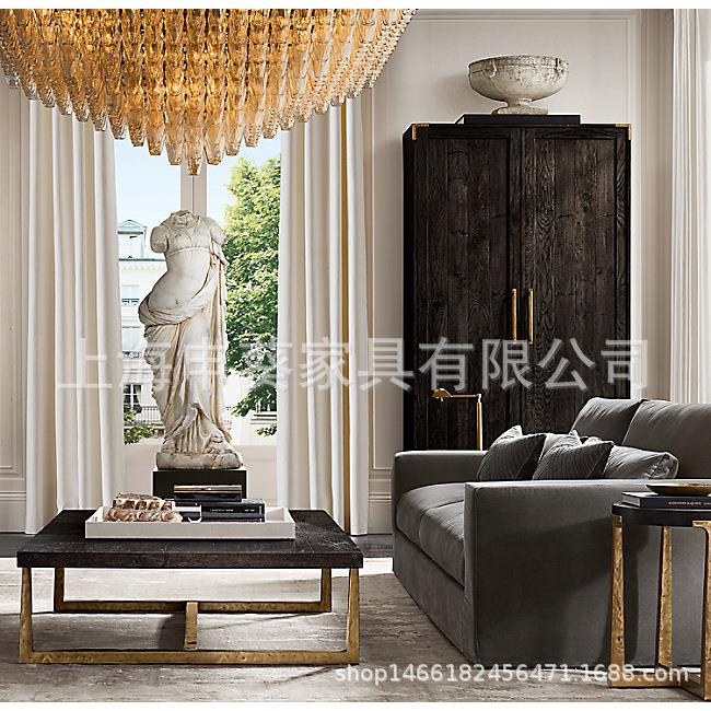 美式乡村简约实木轻奢餐柜橱柜复古经典双门储物柜餐厅别墅样板房