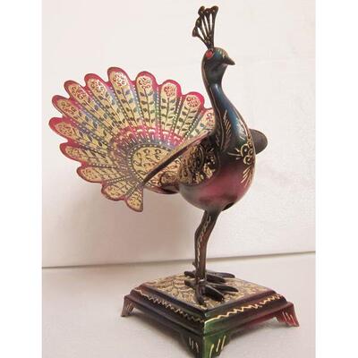 巴基斯坦精铜器16寸孔雀动物手进口手工艺术铜制摆设