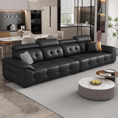 沙发客厅小户型2025新款意式极简轻奢直排皮艺劳伦斯真皮家具全套