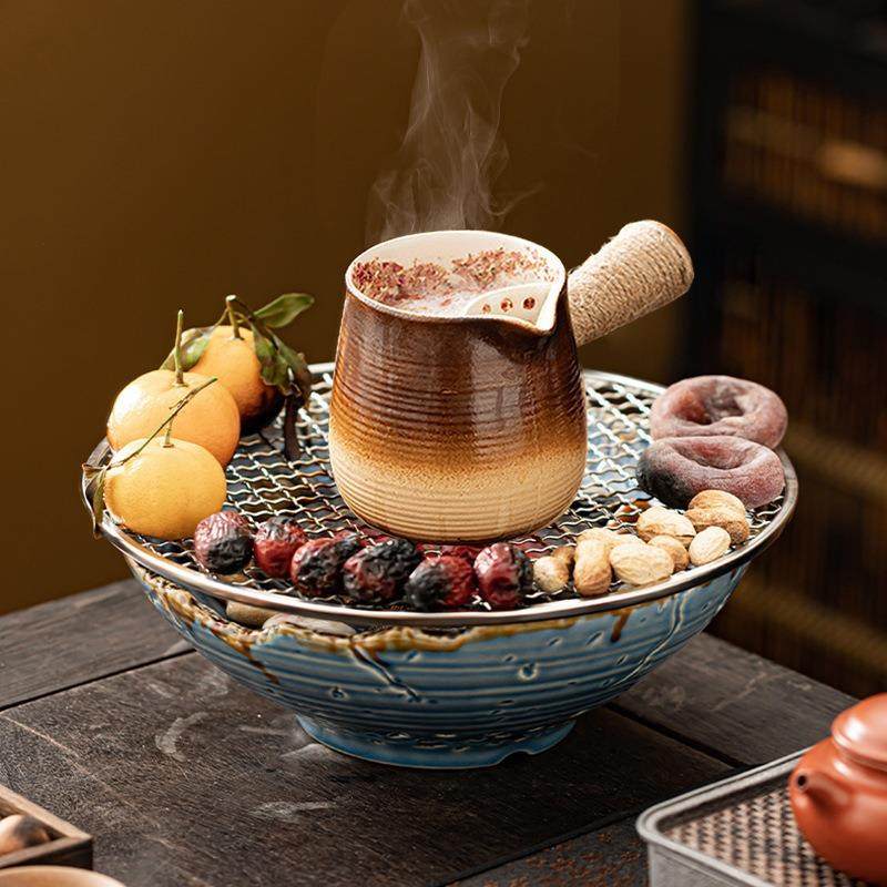 围炉煮茶网红烤茶瓦罐壶室内家用全套电陶炉煮茶器民宿烤火炉陶瓷