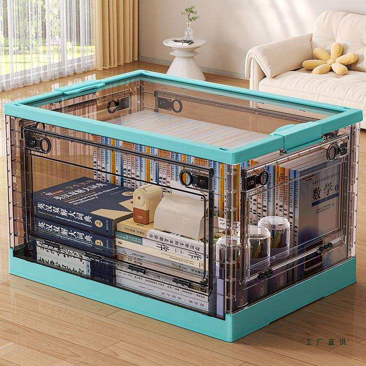 书箱透明收纳箱学生装书教室宿舍储物箱可折叠带轮子书籍书本收纳