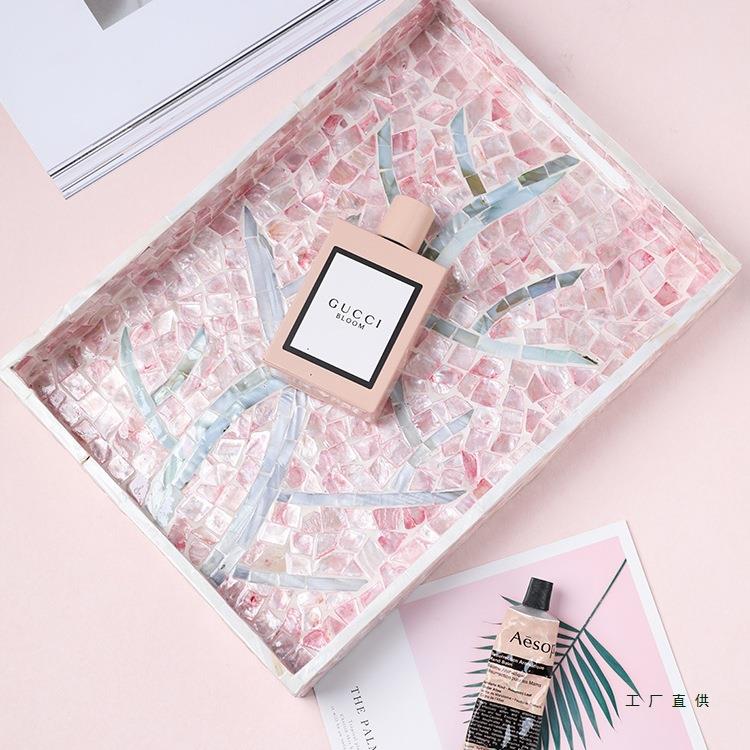 法式轻奢天然贝壳托盘家用客厅茶几茶盘高级感餐桌收纳置物果盘子