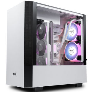 新品爱国者(aigo)破晓X白色显卡垂直式全侧透电脑机箱(支持ATX