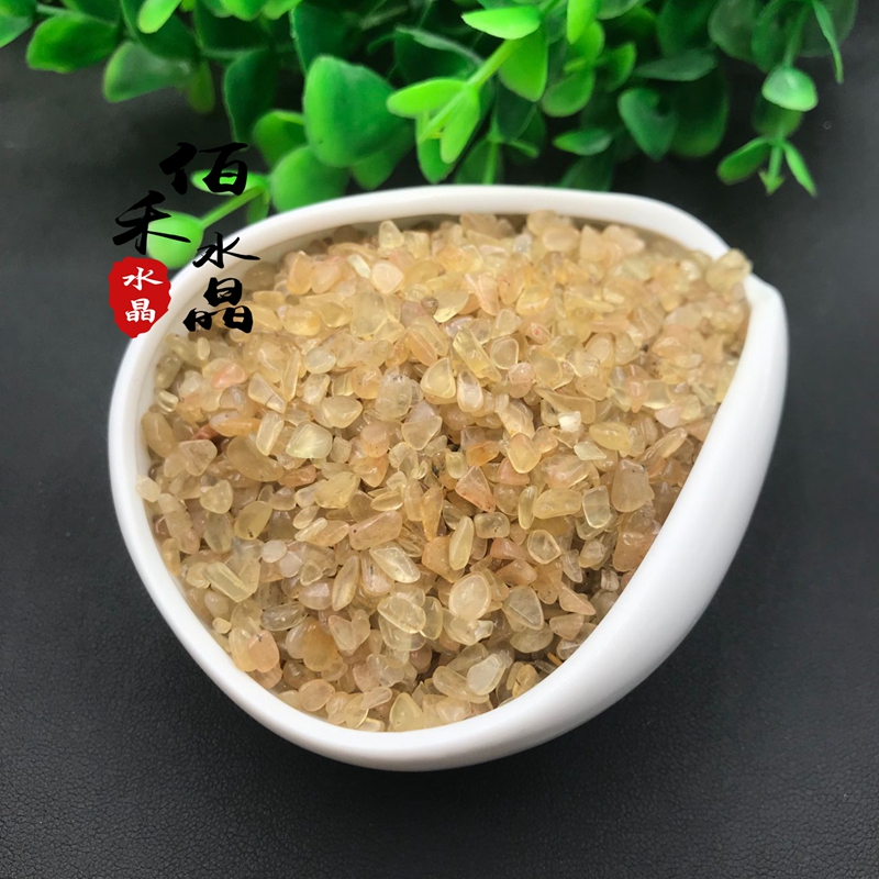 新品天然黄色磷灰石碎石摆件消磁净化鱼缸花盆造景装饰石美甲供佛