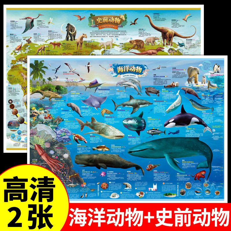 YS全2册海洋动物地图史前动物地图墙贴儿童房儿童科普百科地图,书籍/杂志/报纸,国家/地区概况,淘宝优惠券,粉丝福利购,淘宝优惠卷