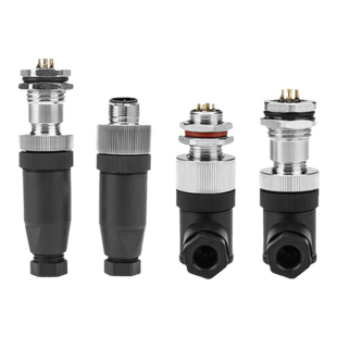 M12防水航空插头4 5 8芯电缆线传感器弯直公头螺丝压接连接器母头