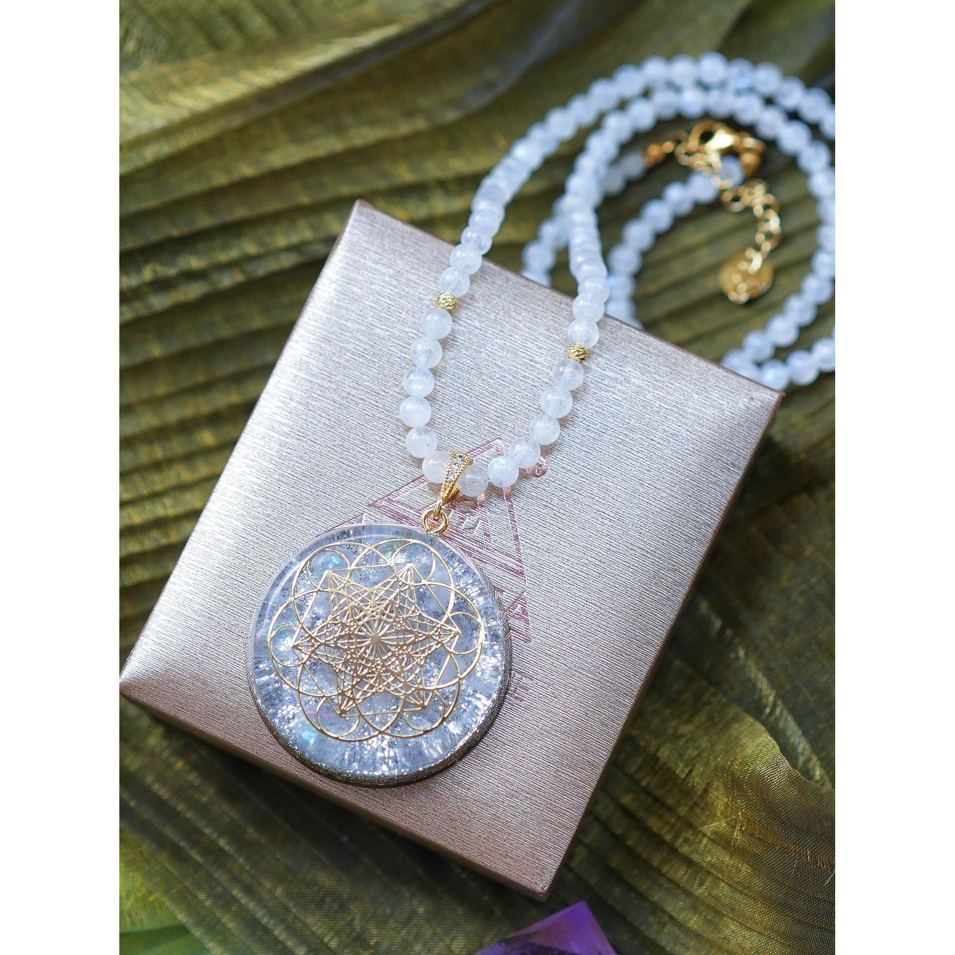 圣光精灵 喜悦曼陀罗守护石白水晶吊坠项链挂件 高频喜马拉雅水晶