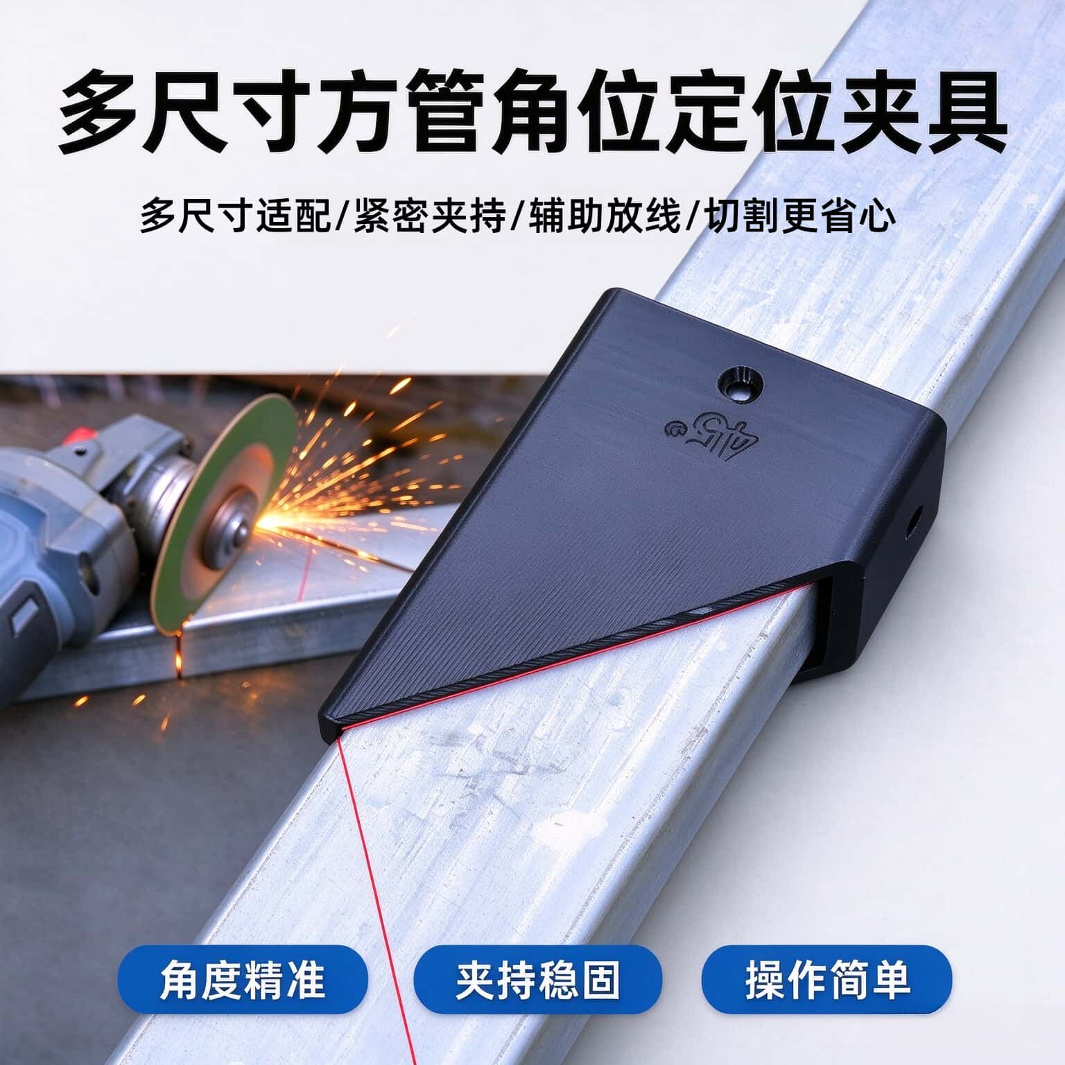 多尺寸方管角位定位夹具方管角度划线模板切割辅助工具维修切割器