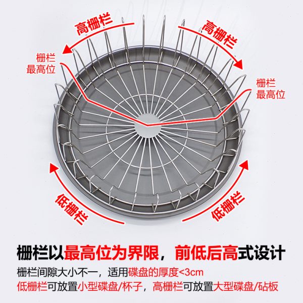 厂促圆形304不锈钢厨房碗碟架沥水架台面置物架晾碗架碗筷碗盘收