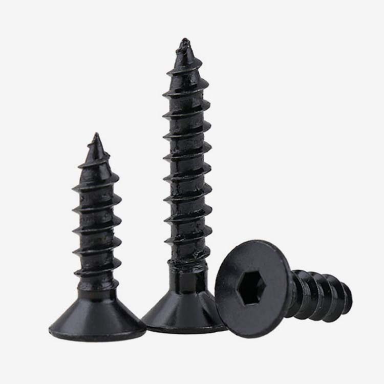 速发黑色04钢锈不内头沉六角自攻螺丝钉平头平杯木牙螺栓M4M5*6x0