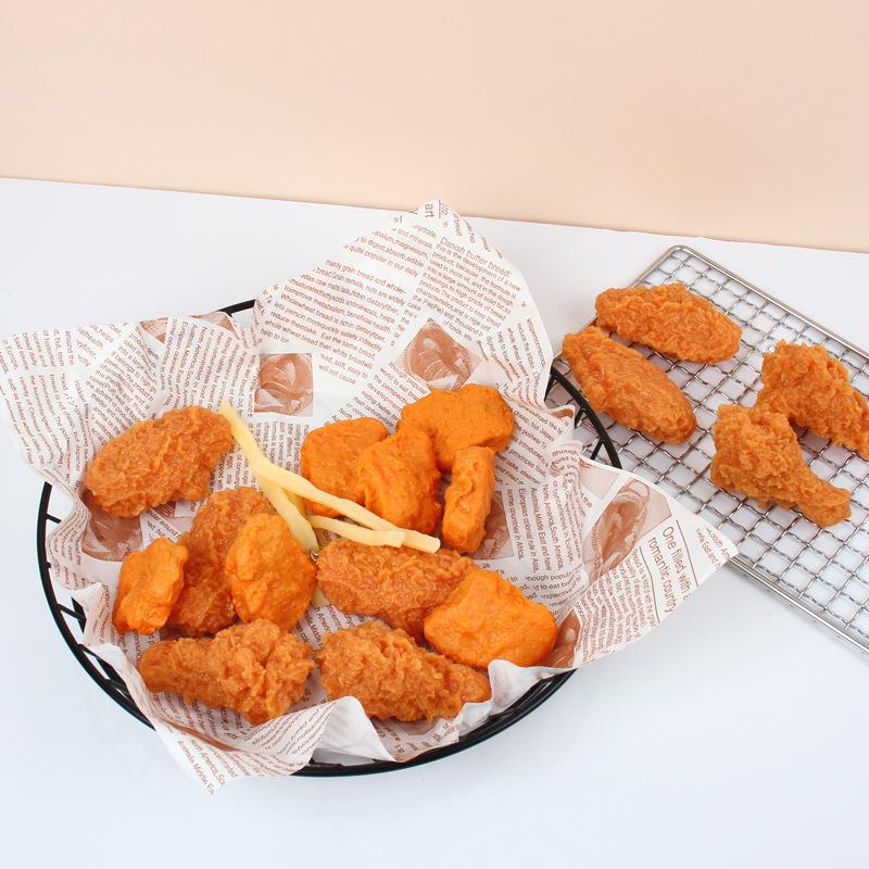 仿真鸡腿薯条珠链挂件仿真肯德基炸鸡腿炸鸡翅钥匙圈可做扭蛋