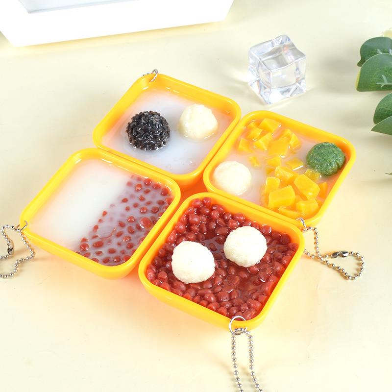 仿真饮品芋圆甜品烧仙草双皮奶杨枝甘露风味小吃挂件挂饰钥匙链