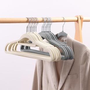 跨境植绒衣架防滑塑料痕衣架透光衣服挂家用衣撑子工厂