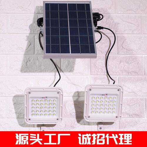 一拖二太阳能投光灯IP67防水户外庭院遥控led太阳能灯