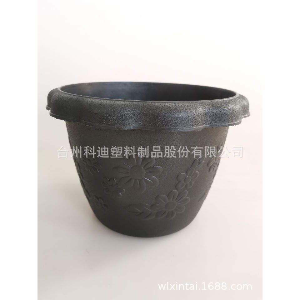 外贸工厂供应KD3902荷花边塑料花盆容器梅花浮雕居家种植摆
