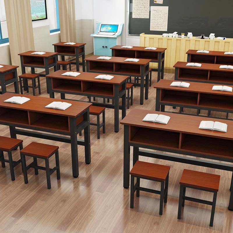 学生课桌椅双层带抽屉课桌补习班辅导单人双人三人位会议培训课桌