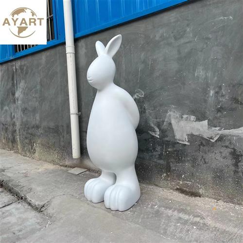 园林景观小品玻璃钢抽象白色兔子雕塑装饰品户外花园庭院草坪摆件