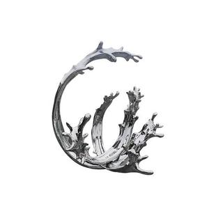 创意装置玄关艺术不锈钢水浪雕塑抽象飘带浪花大型摆件定制