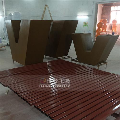 玻璃钢花钵花箱字型造型花盆道路广场商场楼梯口小区景观花盆