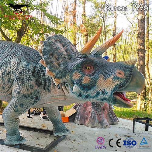 吃草性蓝色大三角龙动态模型摆件商场公园景区博物馆热销产品
