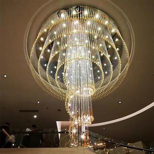 复式楼水晶大吊灯客厅酒店大堂大厅挑空灯具现代新款别墅水晶吊灯