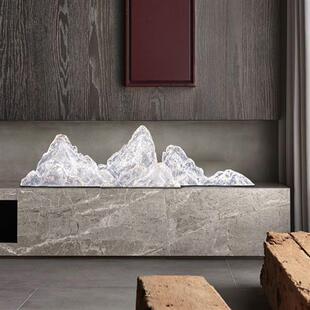 透明树脂假山金箔摆件会所售楼处别墅桌面装饰软装山形雕塑装饰品