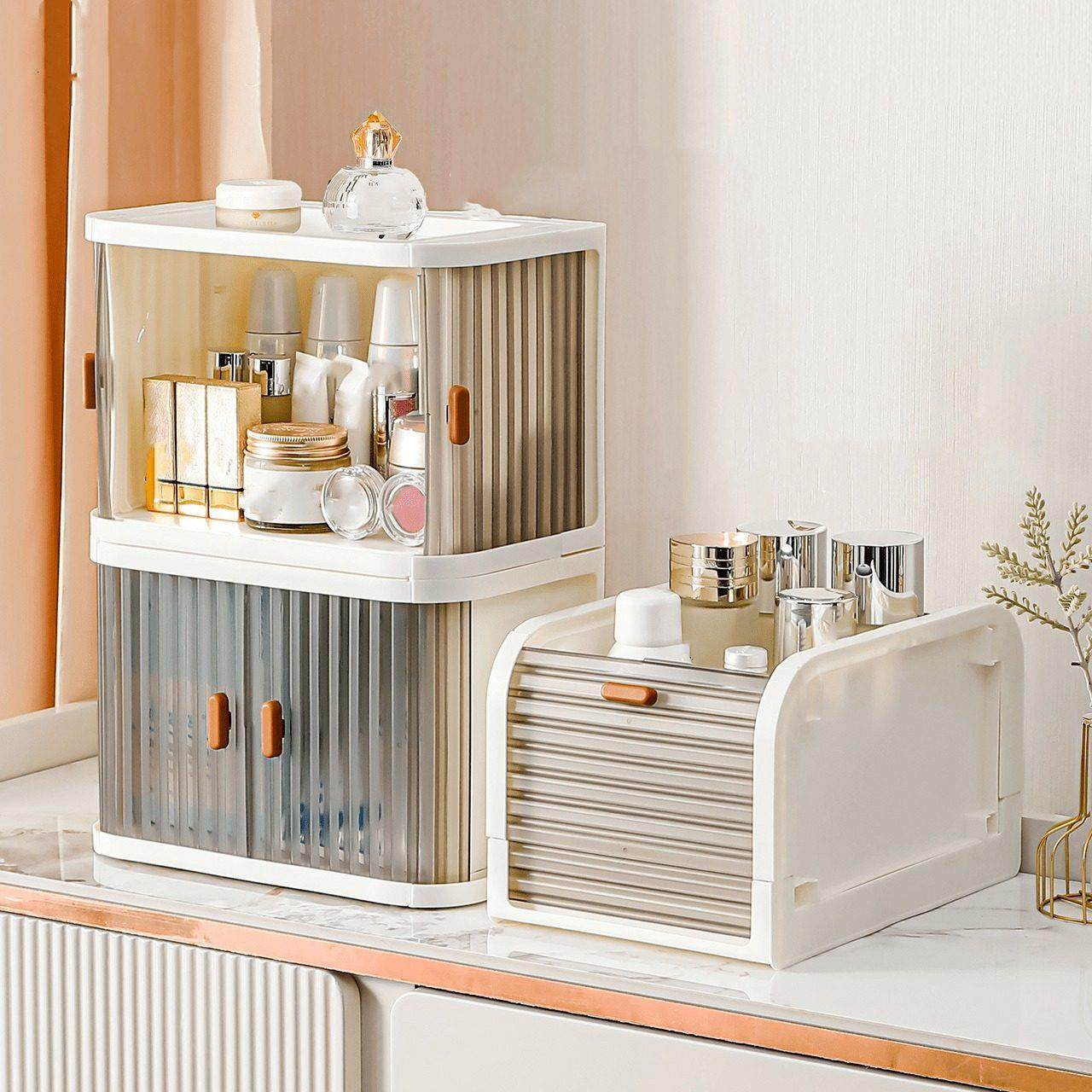 桌面收纳盒办公室整理箱零食防尘柜梳妆台化妆品护肤品置物架,收纳整理,桌面收纳盒,淘宝优惠券,粉丝福利购,淘宝优惠卷