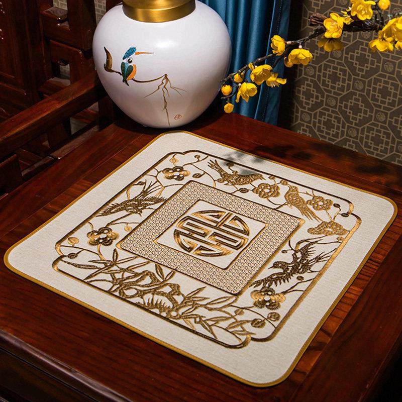花瓶垫布艺餐垫装饰餐桌垫隔热垫中式杯垫奢华棉麻刺绣托盘垫碗垫,居家布艺,餐垫,淘宝优惠券,粉丝福利购,淘宝优惠卷