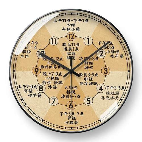中医药店理疗挂钟养生馆时钟十二时辰五行钟表子午流注艾灸店挂表