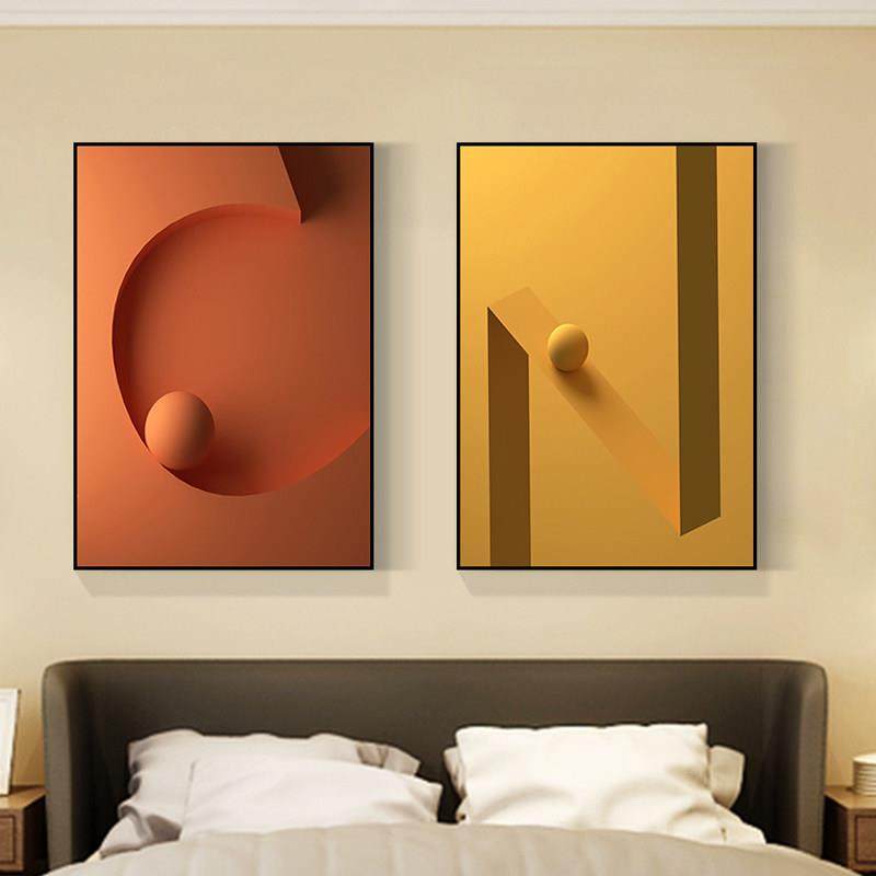 英文字母挂画创意彩色图案装饰画抽象色彩组合壁画客厅艺术壁画