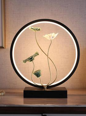 荷花清新莲蓬出水落芙蓉电视柜摆件客厅家居茶室小夜灯桌面装饰品